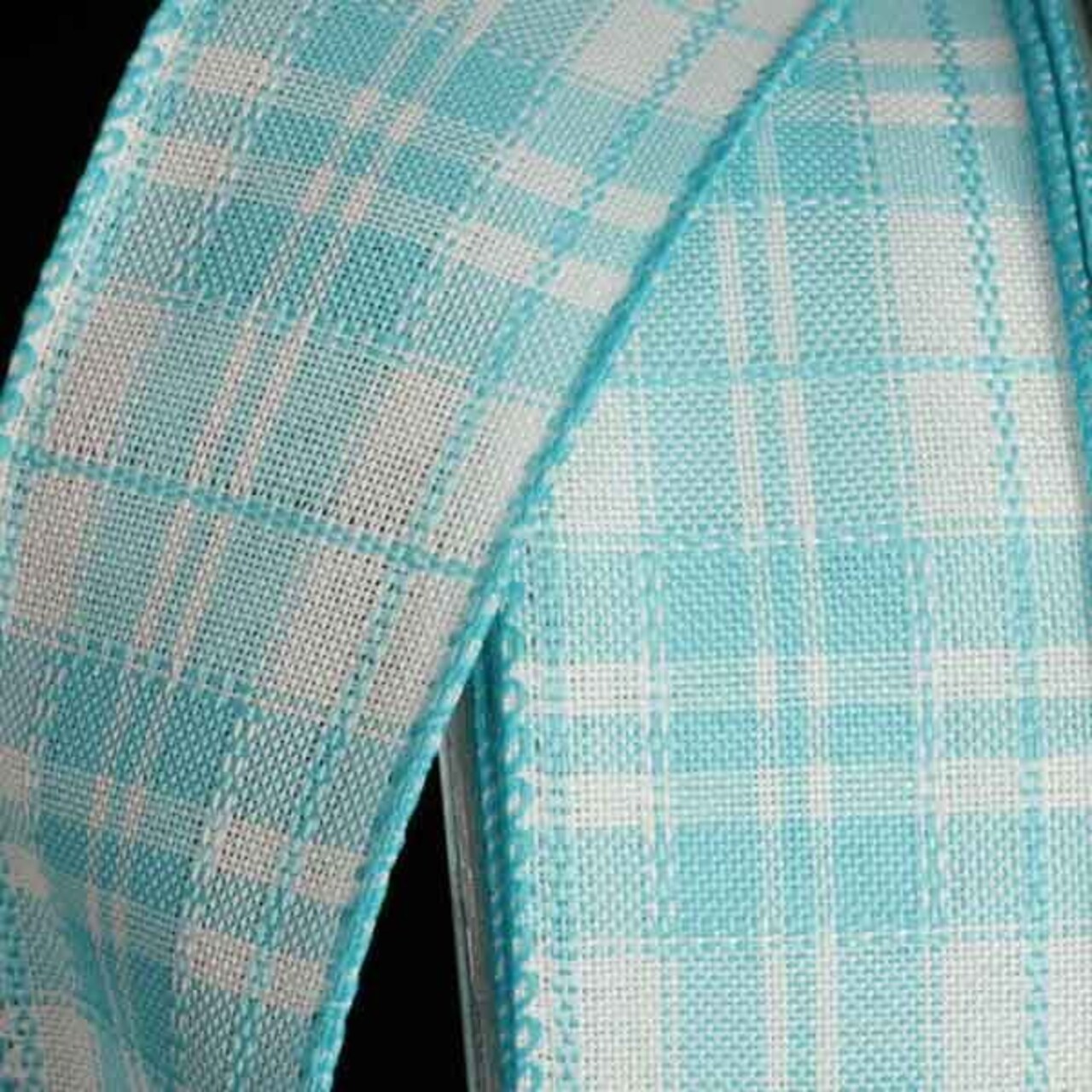 The Ribbon People Turquoise Blue and White Plaid Wired Craft Ribbon 1.5" x 40 Yards